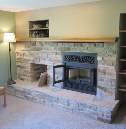 expert fireplace remodel on mantel and bricks in walworth wi